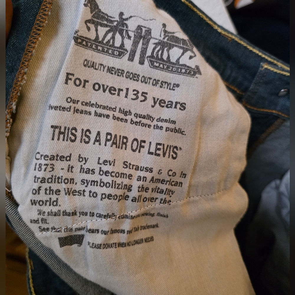 Levi's 514 Original Riveted Straight Cut Jeans 34x30 - Picture 6 of 7